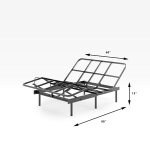 Adjustable Black Metal Bed and Green Tea Memory Foam Mattress Set